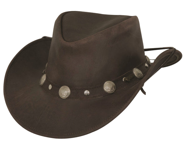 Outback Trading Co (NZ)  Rawhide Leather Hat Chocolate / Small 1376-CHO-SM